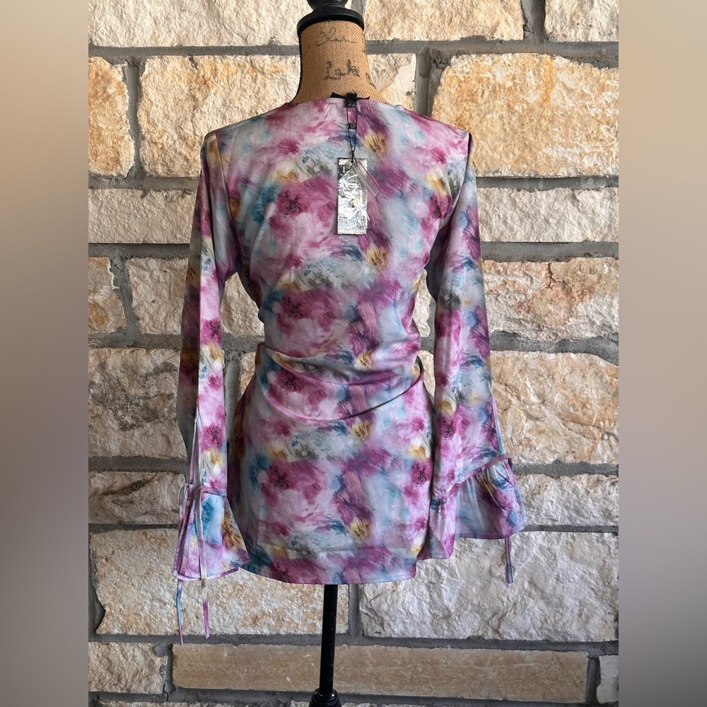 Verona Blue & Purple Bow Tie Blouse - Picture 9 of 16